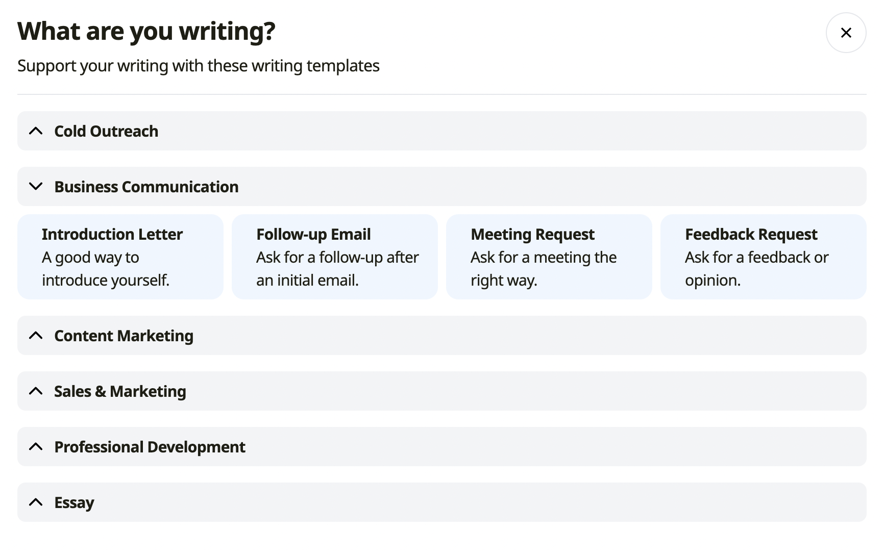 Writings v2 templates